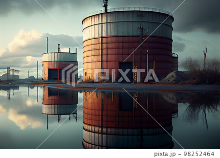 Structures, pipes, oil storage tanks, pipelines of petrochemical plant. 98252464