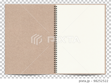 Double-page spread sketchbook cover and page, cutout material with shadow Double-page spread sketchbook cover and page, cutout material with shadow 98252522