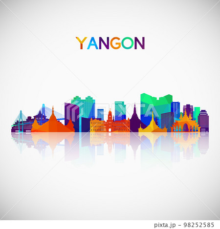Yangon skyline silhouette in colorful geometric style. Yangon skyline silhouette in colorful geometric style. 98252585