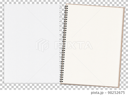 片方破れた見開きスケッチブック、影付きの切抜き素材 98252675
