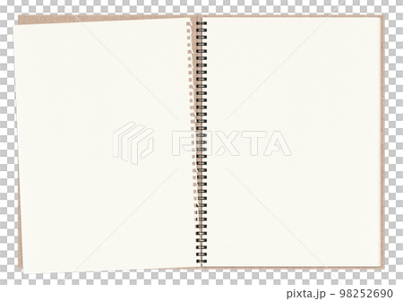 片方破れた見開きスケッチブック、影なしの切抜き素材 98252690