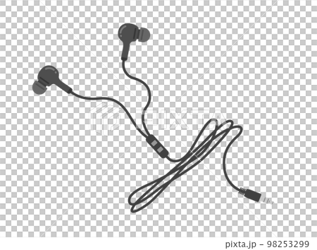Illustration of black stereo earphones 98253299