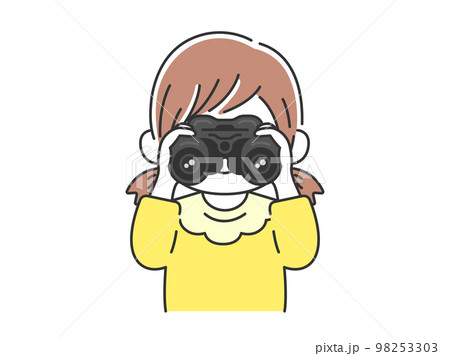 双眼鏡を使う、女の子のイラスト 98253303