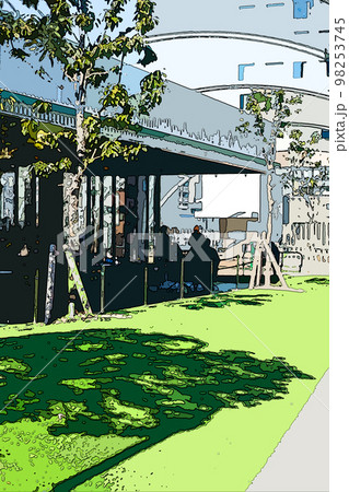 シティポップ　カフェ　芝生 98253745