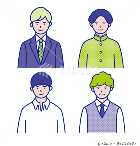 男子学生の上半身イラスト素材【セット】 98253887