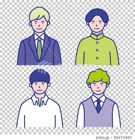 男子学生の上半身イラスト素材【セット】 98253887