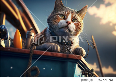 Cat as a soldier of the Ukrainian army created with generative AI technology. High quality illustration 98254198
