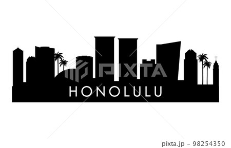 Honolulu skyline silhouette. 98254350
