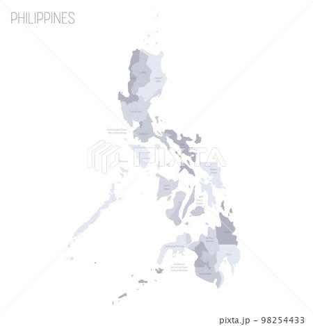 Philippines political map of administrative divisions - regions. Grey vector map with labels. 98254433