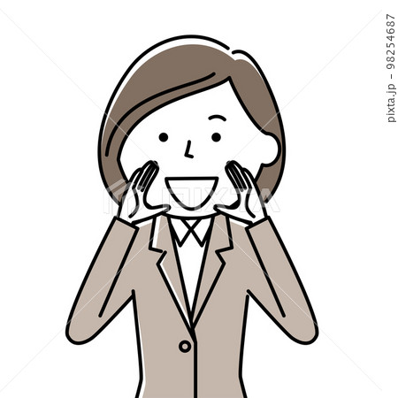 声を張るスーツの女性 98254687