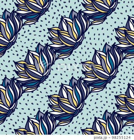 Stylish lotus flowers seamless pattern. Seamless decorative floral ornament. 98255124