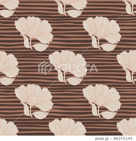 Abstract floral line seamless pattern in retro style. Delicate vintage outline flower endless background. Abstract floral line seamless pattern in retro style. Delicate vintage outline flower endless background. 98255145