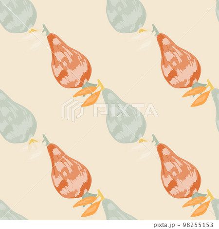 Scribble pears seamless pattern. Hand drawn fruits botanical backdrop. Naive art style. 98255153
