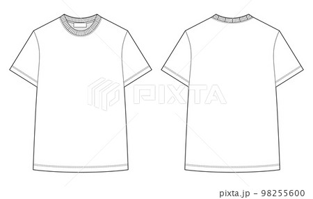 Unisex t shirt technical sketch. Apparel t-shirt design template. 98255600