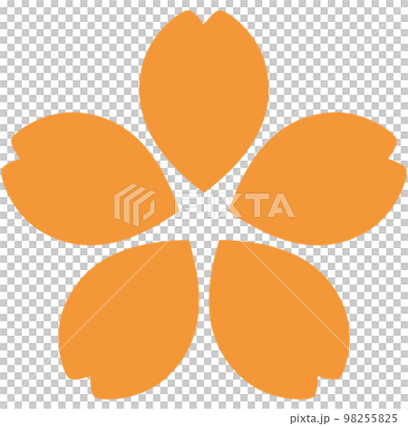 橙色五瓣櫻花剪影的插圖 橙色五瓣櫻花剪影的插圖 98255825