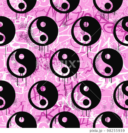 Graffiti seamless pattern wallpaper art.Vector graphic background illustration.Graffiti lettering,urban art seamless pattern wallpaper print concept 98255939