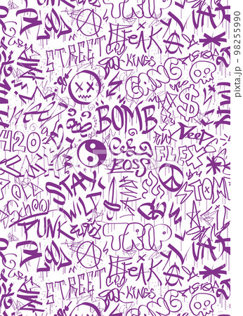 Graffiti vertical wallpaper art.Vector graphic background illustration.Graffiti lettering,urban art wallpaper print concept 98255990