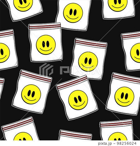 Smile face in plastic zip bag. Vector handのイラスト素材