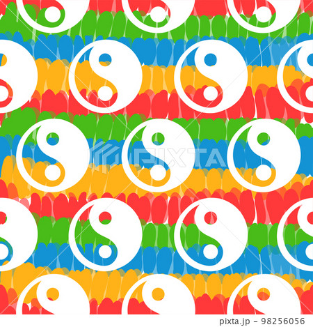 Yib Yang,tie dye seamless pattern background.Vector tie dye cartoon character illustration 98256056