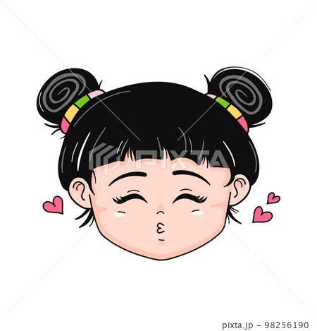 Funny Cartoon Faces Emotions In Anime Style Icons Girl Royalty Free SVG  Cliparts Vectors And Stock Illustration Image 62188314