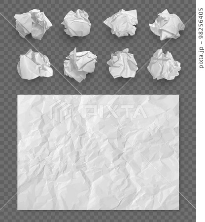 Damaged paper. Crumpled paper balls printing cardboard textures decent vector realistic collection Damaged paper. Crumpled paper balls printing cardboard textures decent vector realistic collection 98256405