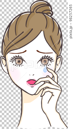 Illustration of a woman who sheds tears with sadness and emotion Illustration of a woman who sheds tears with sadness and emotion 98257265