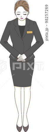 おじぎをするフロントスタッフの女性のイラスト 98257269
