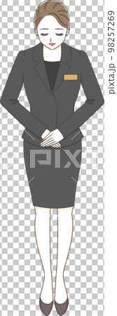 一位前台女士鞠躬的插圖 一位前台女士鞠躬的插圖 98257269