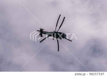 Russia. Kronstadt. July 31, 2022. A flight of Ka-31R and Ka-29 helicopters at the naval parade. Russia. Kronstadt. July 31, 2022. A flight of Ka-31R and Ka-29 helicopters at the naval parade. 98257597