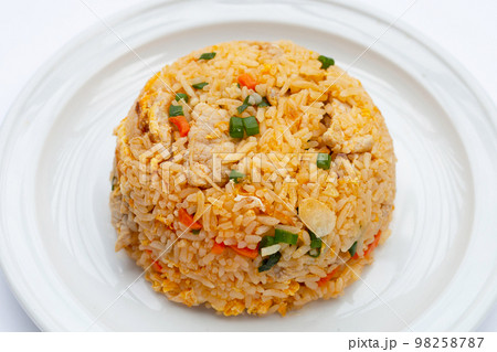 Fried rice on white plate Fried rice on white plate 98258787