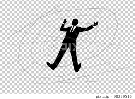 Male businessman trapped in a spider web 98259516