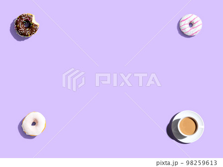 Donuts and a cup of coffee Donuts and a cup of coffee 98259613