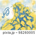 Mimosa flowers on mother's day on March 8 in Italy. Postcard with mimosa watercolors. Symbol of 98260005