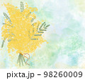 Mimosa flowers on mother's day on March 8 in Italy. Postcard with mimosa watercolors. Symbol of 98260009