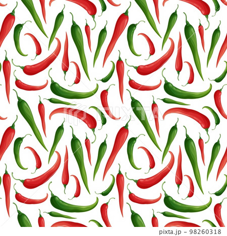 Seamless pattern with chili peppers. National Mexican food. Red and green peppers. Spicy food. Texture for fabric, wallpaper, restaurant paper and menu 98260318