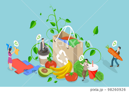 3D Isometric Flat Vector Conceptual Illustration of Organic Ecological Lifestyle 98260926