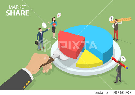 3D Isometric Flat Vector Conceptual Illustration of Market Share 98260938