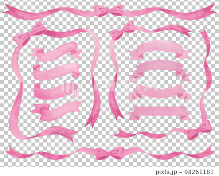 ピンクのリボンのイラスト素材セット 98261181