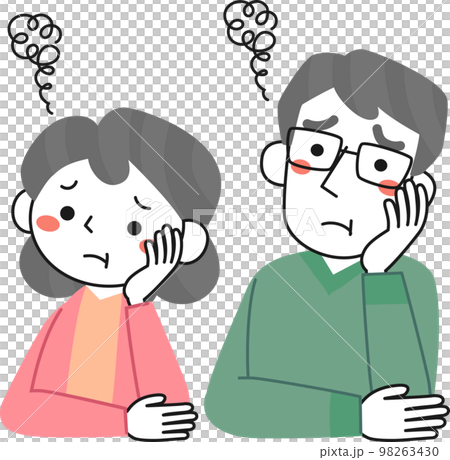 Worried senior woman and senior man upper body Worried senior woman and senior man upper body 98263430