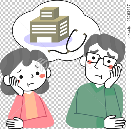 Senior women and senior men who are worried about medical care 98263437