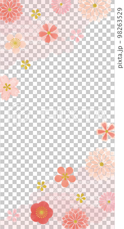 水彩タッチのピンクの花柄背景 98263529