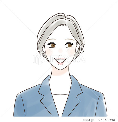 働く若い女性　スーツ　笑顔で横を見る 98263998