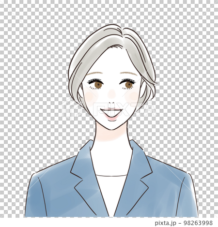 働く若い女性　スーツ　笑顔で横を見る 98263998
