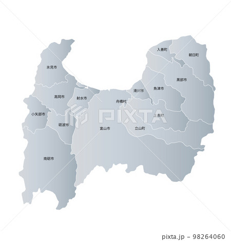 富山県と市町村地図