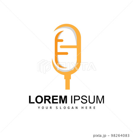Radio Podcast Logo, Microphone Illustration, Stamp Icon Badge Vector Design Radio Podcast Logo, Microphone Illustration, Stamp Icon Badge Vector Design 98264083