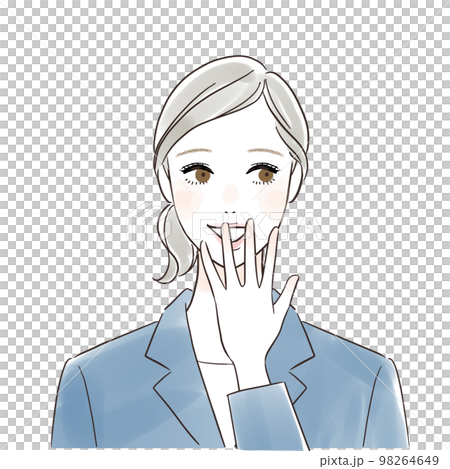 Business woman laughing with her hand over her mouth 98264649