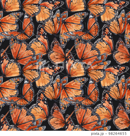 Beautiful vector autotraced seamless pattern with cute watercolor butterflies. Stock illustration. Beautiful vector autotraced seamless pattern with cute watercolor butterflies. Stock illustration. 98264655