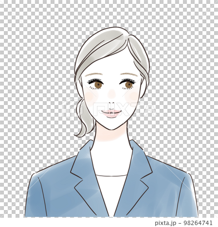 穿著西裝的職業年輕女性面帶微笑地側視 98264741