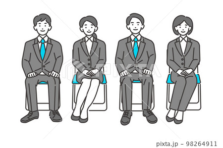 就活の面接に挑む、男女のベクターイラスト素材/就職活動/リクルート 就活の面接に挑む、男女のベクターイラスト素材/就職活動/リクルート 98264911