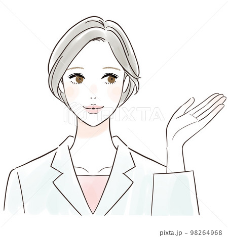 笑顔で案内する白衣の女性 笑顔で案内する白衣の女性 98264968